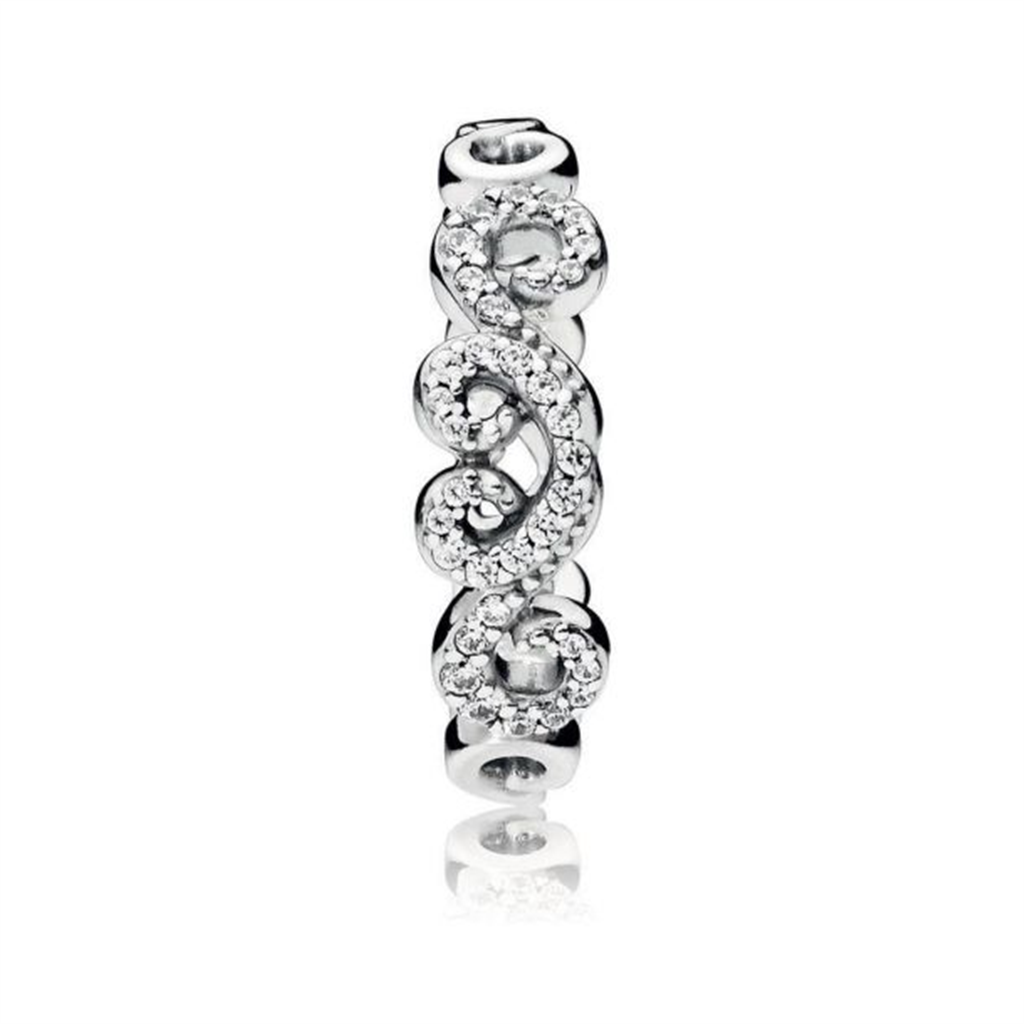 Pandora Moments Heart Swirls Ring Size 7.5