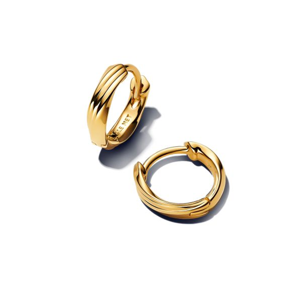 Pandora 14K Yellow Gold Twisted Huggie Earrings