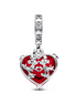 Disney X Pandora Mickey & Minnie Mouse Kiss Red Murano Glass Dangle Charm