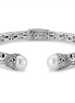 Samuel B Edie Sterling SIlver And 18K White Pearl Balinese Hinged Cuff Bracelet