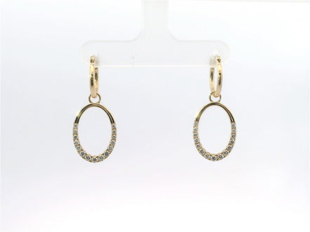 14K Yellow Gold And 0.53 CTW Diamond Oval Shaped Drop Dangle Earrings