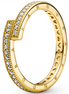 Pandora Signature Logo Sparkling Overlapping Ring Size 7
