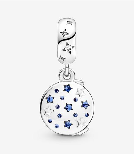 Pandora Moments Santa Claus On The Moon Double Dangle Charm