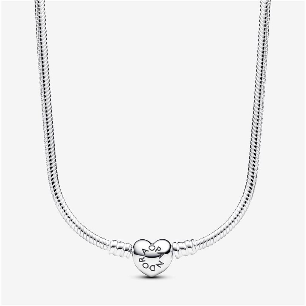 Pandora Moments Heart Clasp Snake Chain Necklace 45"