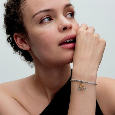 Pandora Moments Two-Tone Spinning Wheels Bicycle Dangle Charm