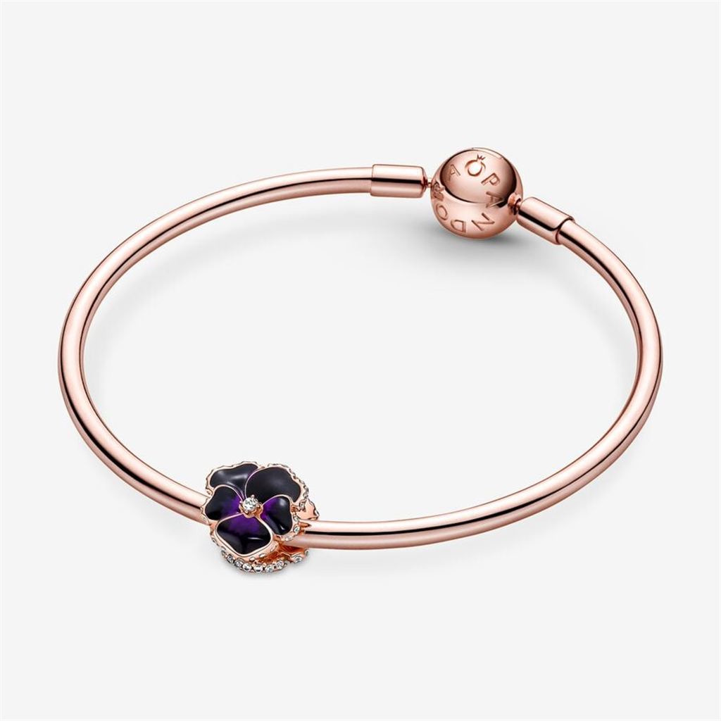 Pandora Moments Deep Purple Pansy Flower Charm