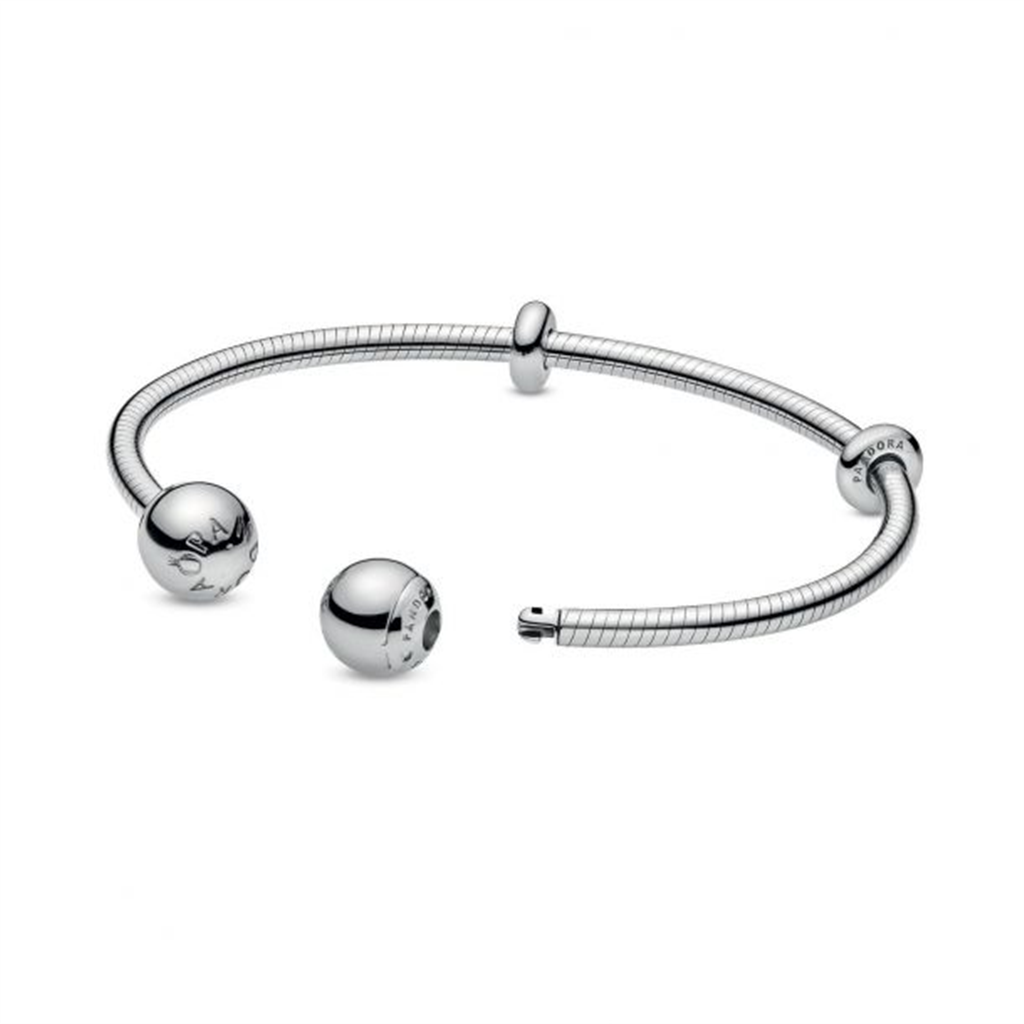 Pandora Moments Snake Chain Style Open Bangle Charm Bracelet Size 2