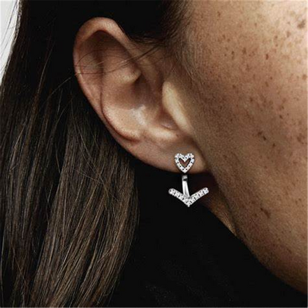 Pandora Timeless Sparkling Wishbone Heart Stud Earrings
