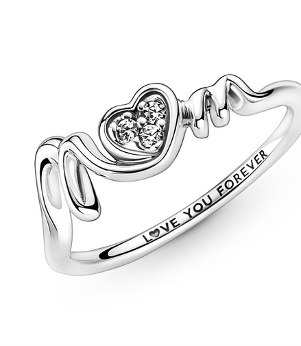 Pandora Moments Mom Pavé Heart Ring Size 6