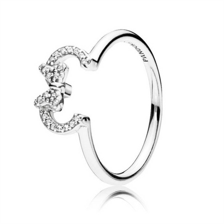 Pandora Disney Minnie Mouse Ears Silhouette Puzzle Ring Size 6