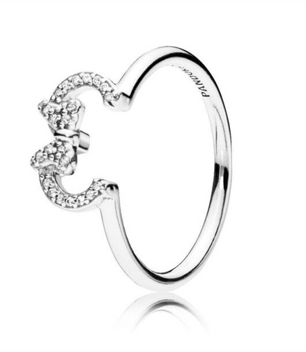 Pandora Disney Minnie Mouse Ears Silhouette Puzzle Ring Size 6