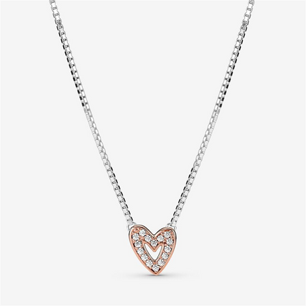 Pandora Moments Sparkling Freehand Heart Necklace