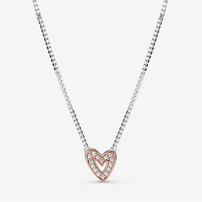 Pandora Moments Sparkling Freehand Heart Necklace