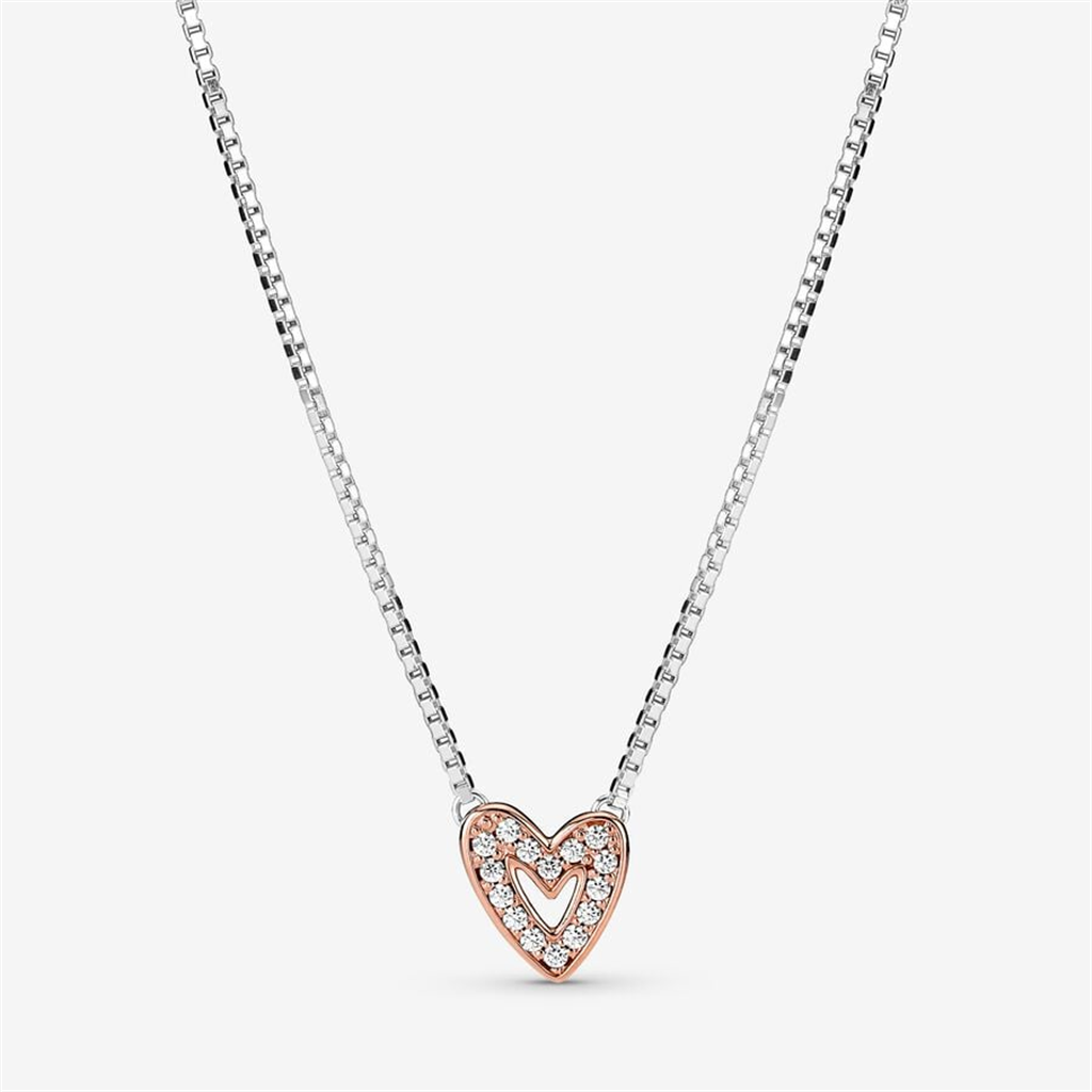 Pandora Moments Sparkling Freehand Heart Necklace