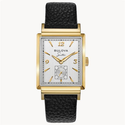 Bulova Frank Sinatra "My Way" Gold Tone Watch With Black Leather Strap