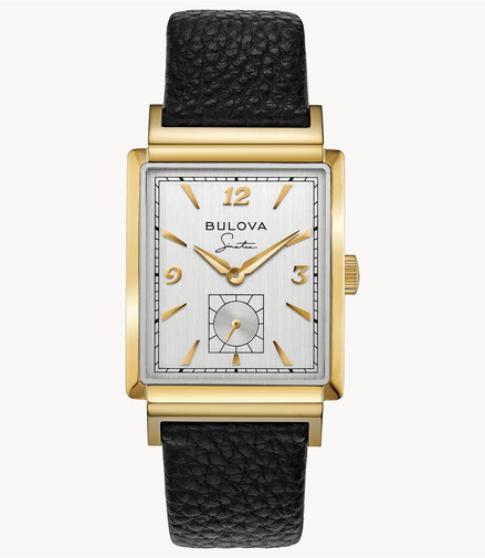 Bulova Frank Sinatra "My Way" Gold Tone Watch With Black Leather Strap