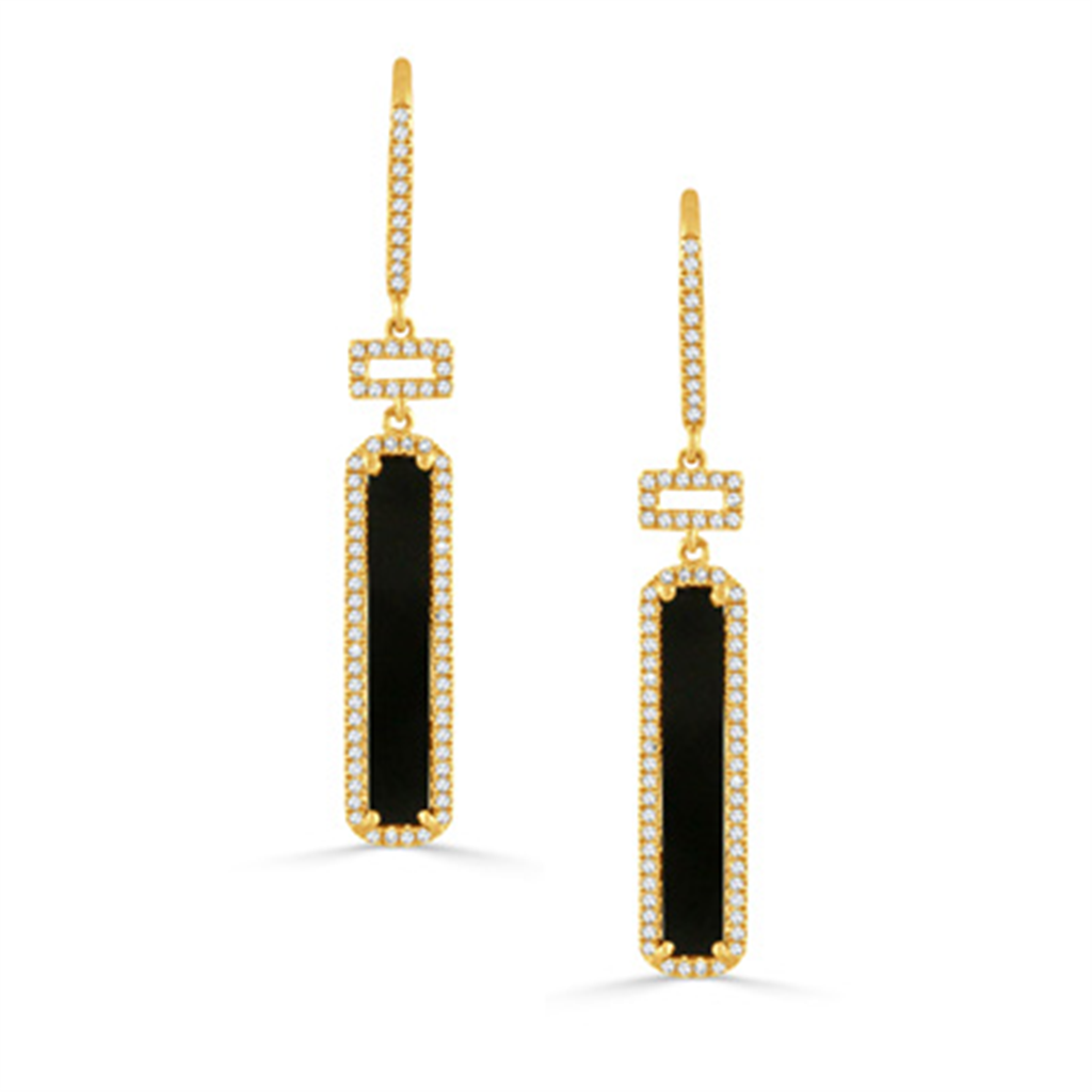 Gatsby Black Onyx And Elongated Diamond Drop Earrings