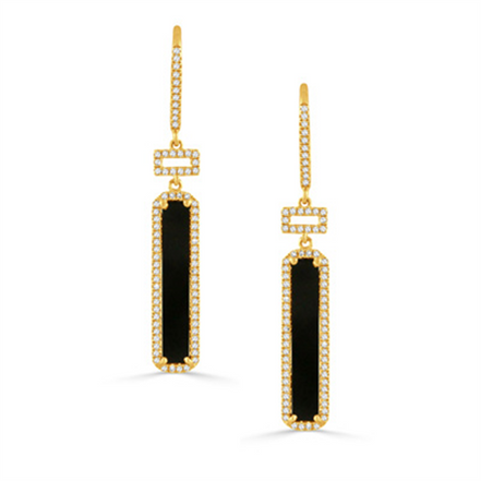 Gatsby Black Onyx And Elongated Diamond Drop Earrings
