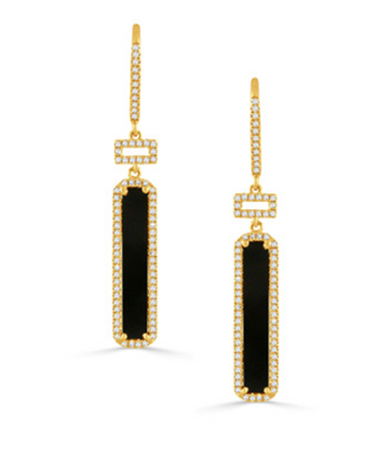 Gatsby Black Onyx And Elongated Diamond Drop Earrings