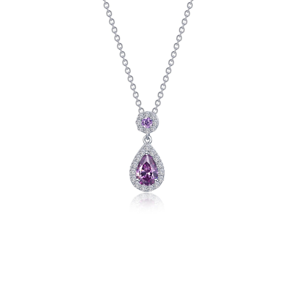 Lafonn 0.90 CTW Simulated Diamond And Amethyst Pear Halo Necklace