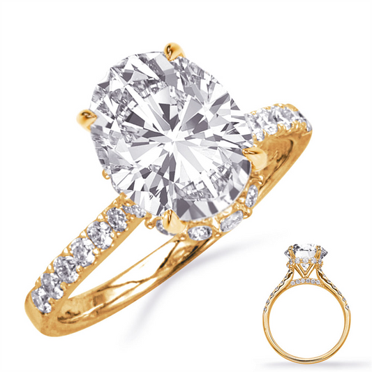 14K Gold 0.50 CTW Diamond Hidden Halo Semi-Mount Engagement Ring