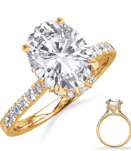 S.Kashi 14K Yellow Gold 0.50 CTW Diamond And Hidden Halo Semi-Mount Engagement Ring