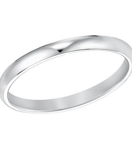 Low Dome 14K White Gold 2MM Comfort Fit Plain Wedding Band