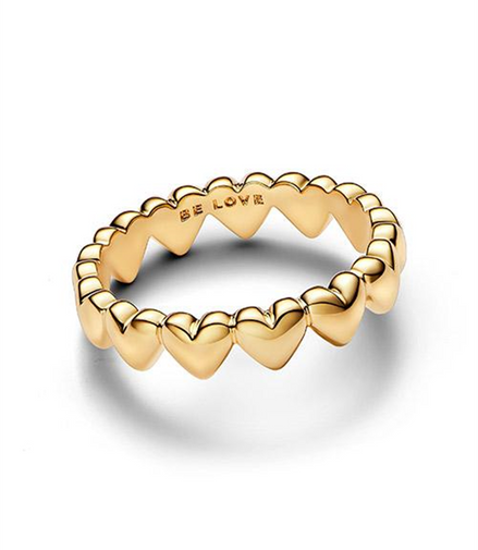 Pandora Moments Row of Hearts Ring Size 4.5