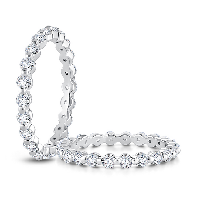 A.JAFFE 14K White Gold Eternity Wedding Band