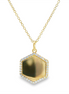 14K Yellow Gold Engravable Hexagon Diamond Pendant Necklace