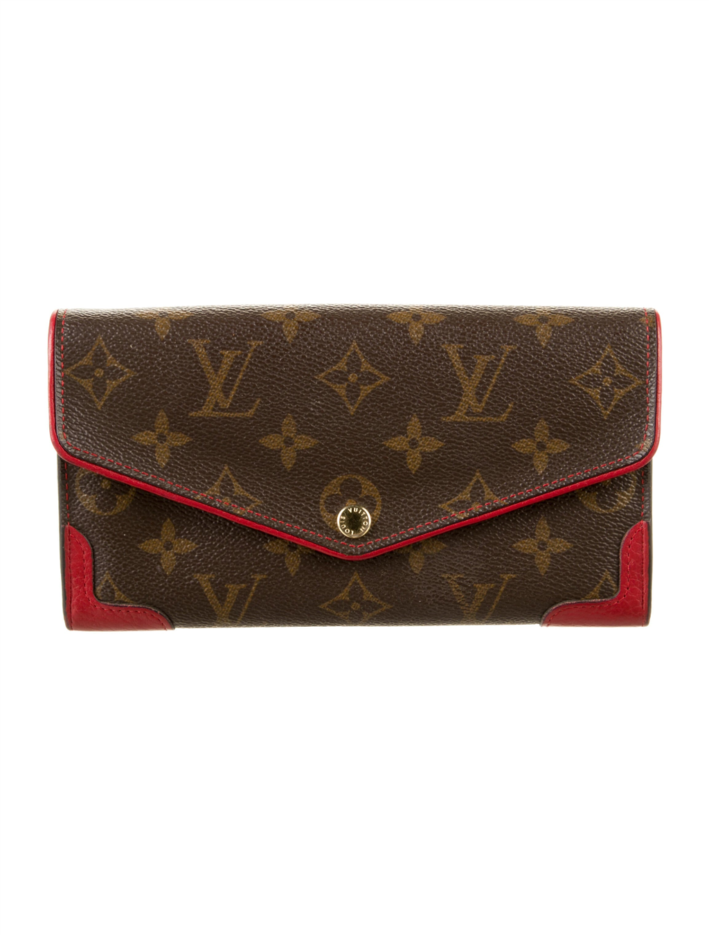 Gently Loved Louis Vuitton Sarah Retiro Monogram Wallet With Red Trim