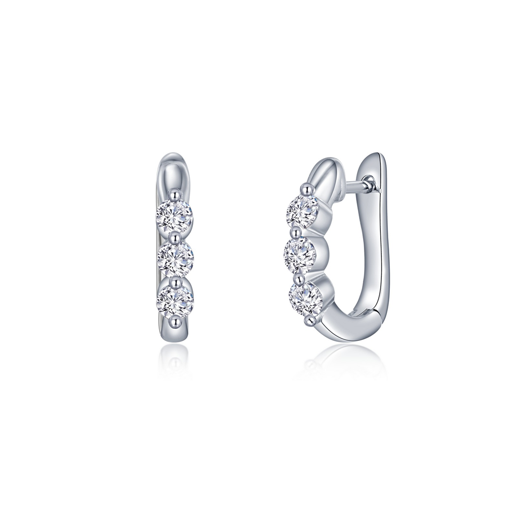 Lafonn 0.66 CTW Simulated Diamond Three Stone Huggie Hoop Earrings