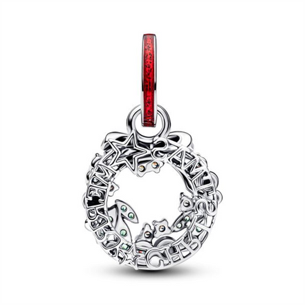Pandora Holiday Wreath Double Dangle Charm