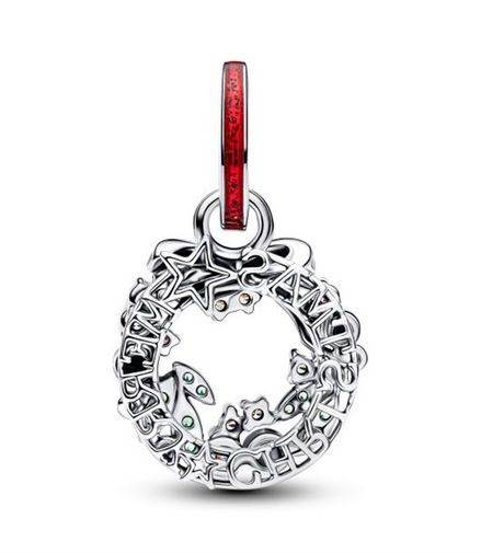 Pandora Holiday Wreath Double Dangle Charm