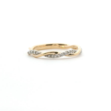 14K Yellow Gold And 0.10 CTW Diamond Stackable Twisted Band