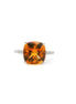 14K White Gold Diamond And Citrine Cushion Cut Fashion Ring