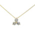 14K Yellow Gold 1 CT Diamond Three Stone Cluster Pendant Necklace
