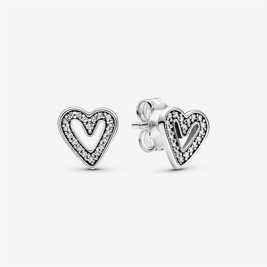 Pandora Moments Sparkling Freehand Heart Stud Earrings