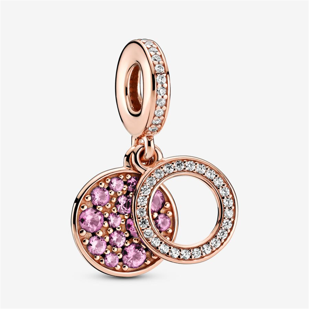 Pandora Moments Sparkling Pink Disc Double Dangle Charm