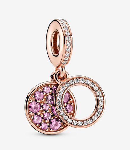 Pandora Moments Sparkling Pink Disc Double Dangle Charm