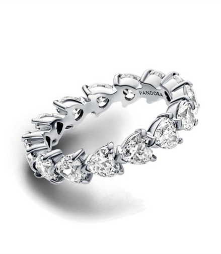Pandora Timeless Row of Hearts Eternity Ring Size 9