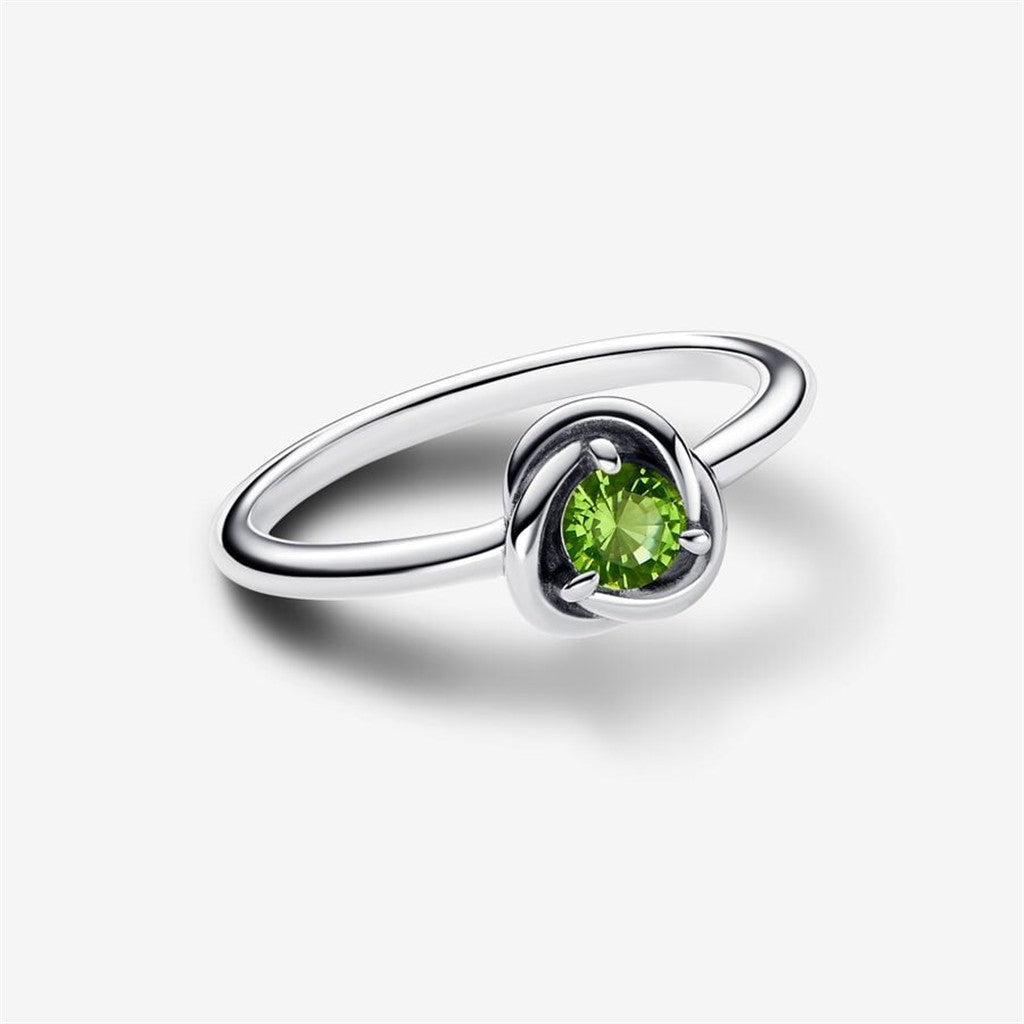 Pandora Moments August Spring Green Eternity Circle Ring Size 7