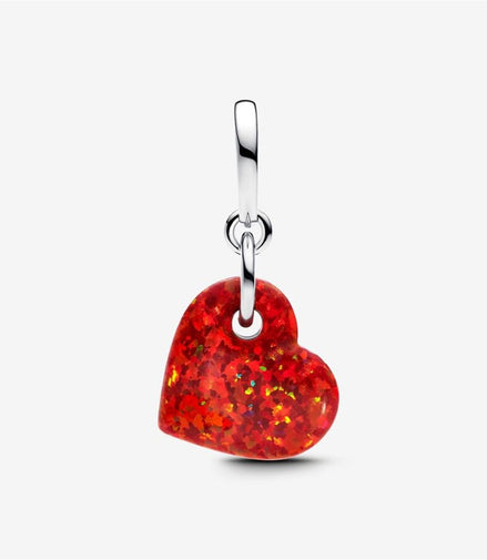 Pandora Moments Opalescent Red Heart Dangle Charm