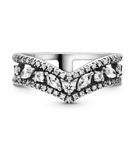 Pandora Timeless Sparkling Marquise Double Wishbone Ring Size 6
