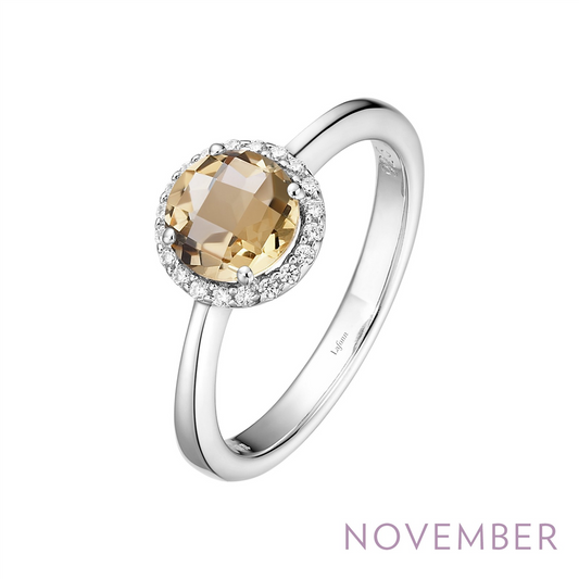 Lafonn 1.05 CTW Simulated Diamond And Citrine November Birthstone Ring Size 7