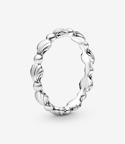 Pandora Moments Beaded Seashell Band Ring Size 7.5