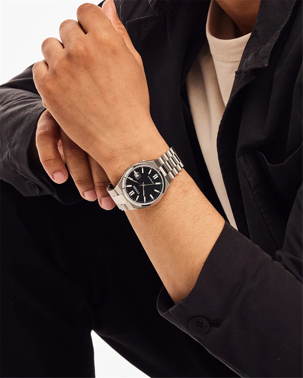 Citizen Men's TSUYOSA Black Dial Stainless Steel Bracelet Watch