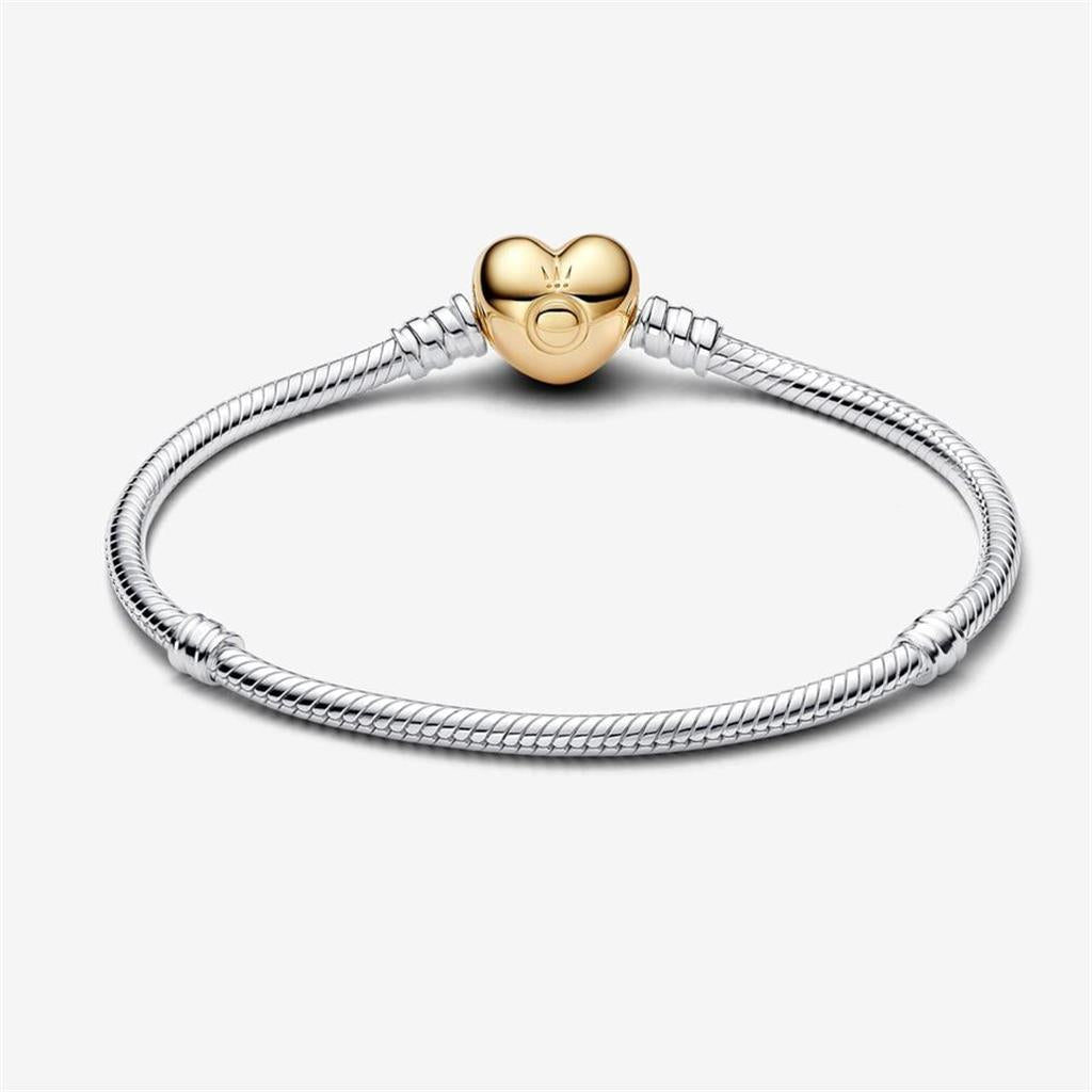 Pandora Moments Heart Clasp Snake Chain Bracelet Size 21