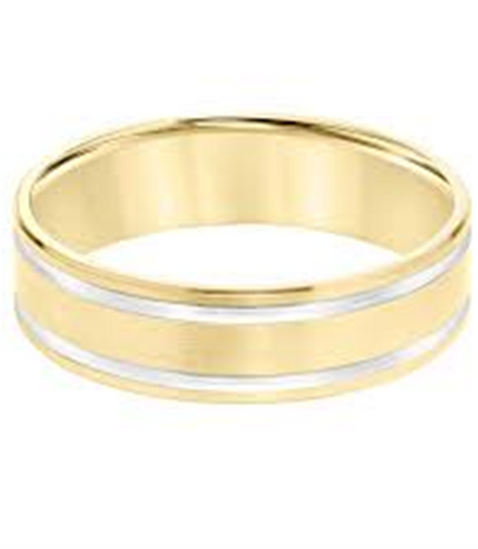 Men's Goldman 14K Yellow Gold Flat Edge Carved Wedding Band Size 10