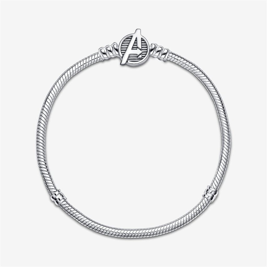 Pandora Marvel The Avengers Logo Clasp Snake Chain Bracelet Size 19